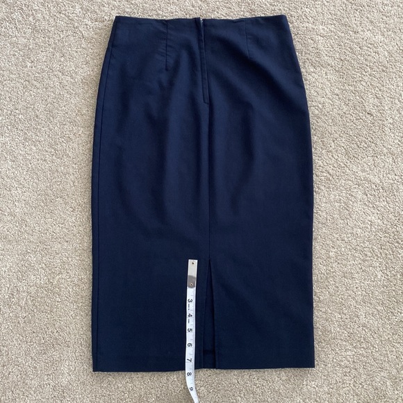 Navy Blue Slimline Midi Skirt with back kick slit - Picture 6 of 8